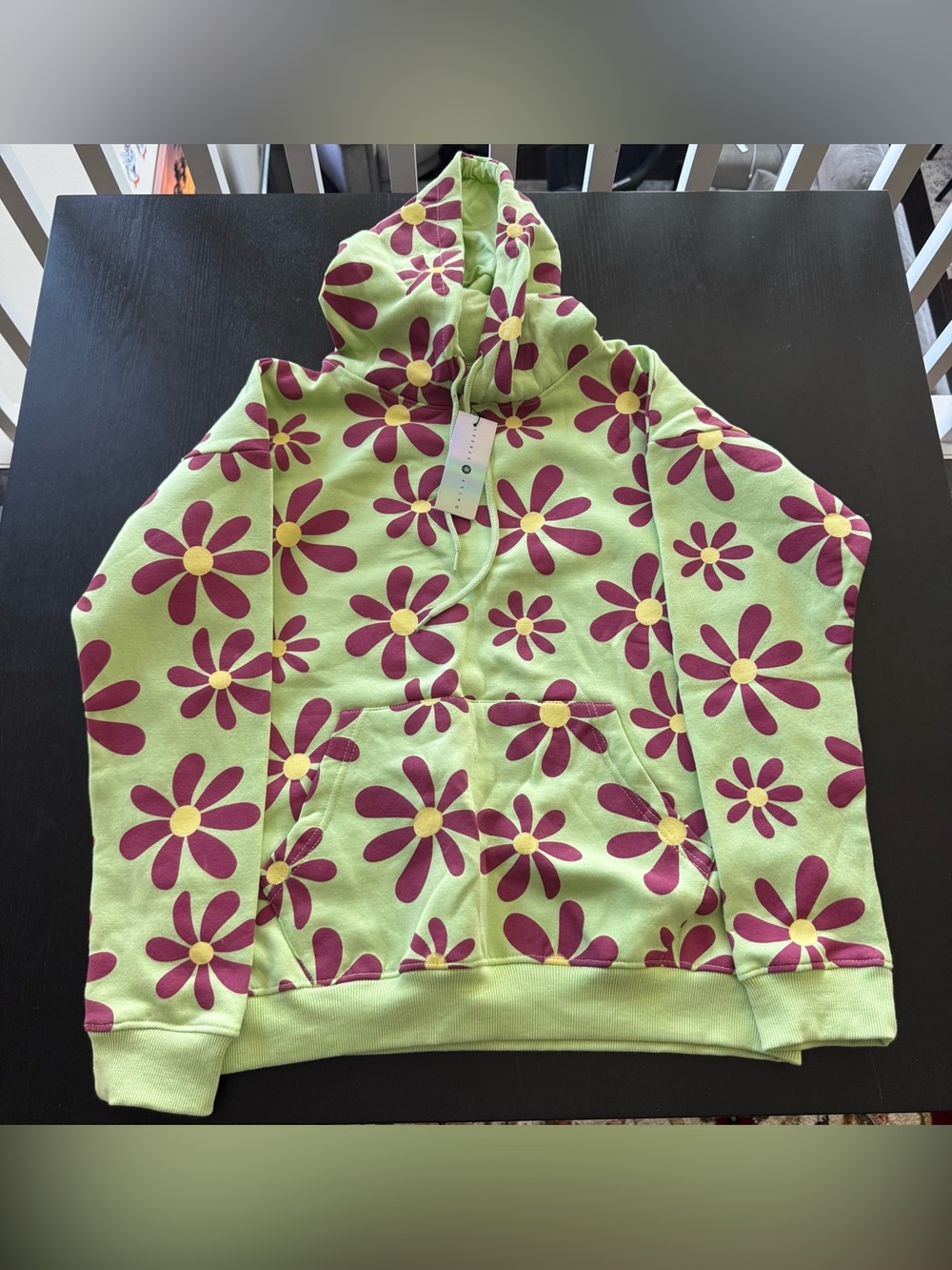 NWT Green Daisy Street Pink Flower Print Y2K Drawstring Hoodie Jacket